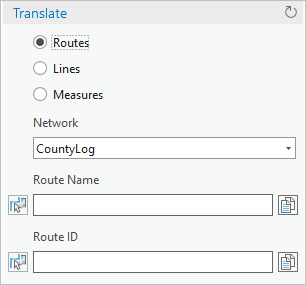 Boîte de dialogue Translate (Convertir) avec bouton Routes (Itinéraires) sélectionné