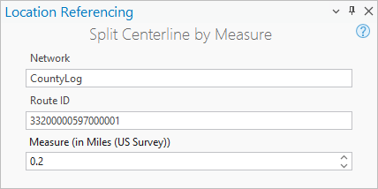 Nouvelle valeur de mesure dans la fenêtre Split Centerline by Measure (Fractionner l’axe médian par mesure)