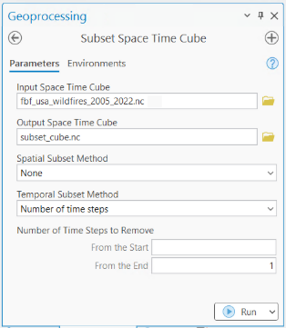 Outil de géotraitement Subset Space Time Cube (Subdiviser un cube spatio-temporel)