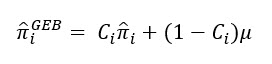 Équation de calcul du taux par la méthode bayésienne empirique globale