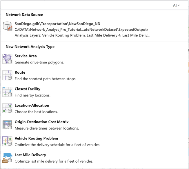 The network analysis layers will be created using a local network dataset. The network analysis layers will be created using a local network dataset.