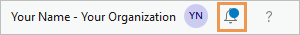 Notifications button with a blue dot indicating a new notification Notifications button with a blue dot indicating a new notification