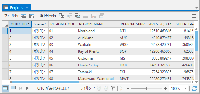 [Regions] レイヤー属性テーブル