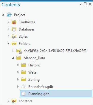 [コンテンツ] ウィンドウ内の Planning.gdb