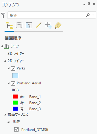 ポートランドのデータのレイヤーを含む [コンテンツ] ウィンドウ
