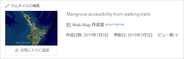 Web マップのアイテム ページ