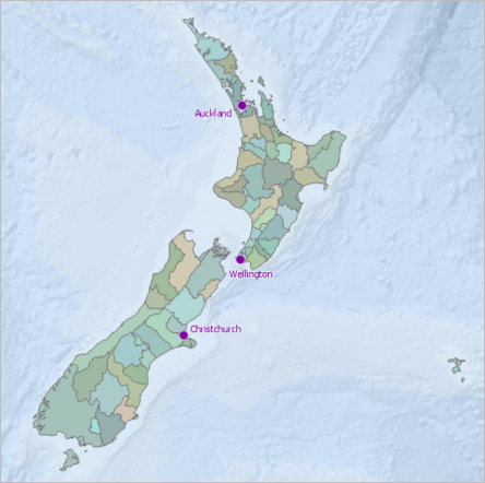 ニュージーランドの地域自治体のマップ