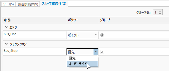 接続性ポリシーをオーバーライドするジャンクションの設定