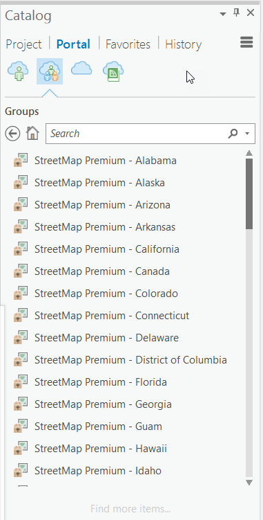 StreetMap Premium for Desktop - North America グループで使用可能なモバイル マップ パッケージ