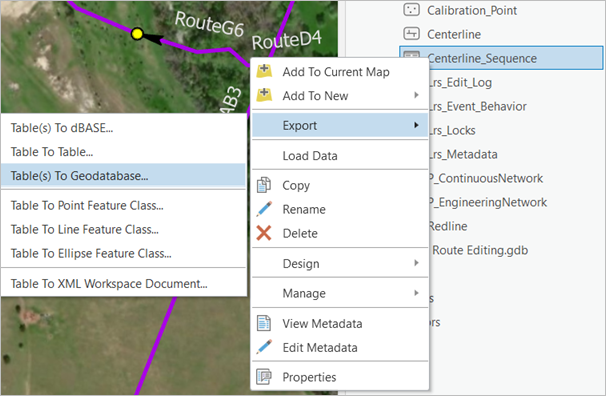 Export a table using the Export command