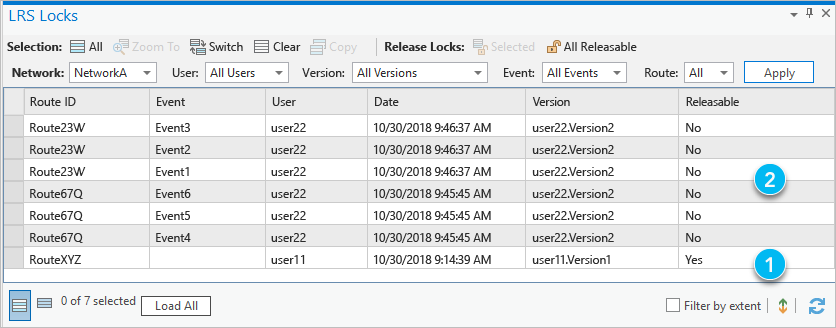 LRS Locks table with user11