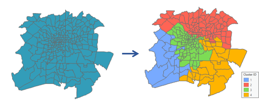 [空間的に制限された多変量クラスター分析 (Spatially Constrained Multivariate Clustering)] の図