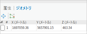 [属性] ウィンドウの [ジオメトリ] タブ