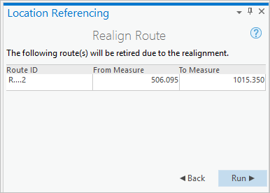 Realign Route pane, list of routes to retire