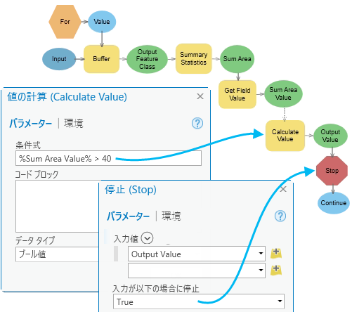 [停止 (Stop)] ツールの使用方法