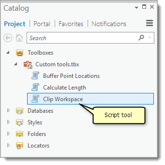 Script tool in Catalog pane