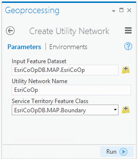 ユーティリティ ネットワークの作成 (Create Utility Network) ジオプロセシング ツール