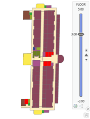レンジ スライダーを使用した 3 階のフロア プランのアニメーション化