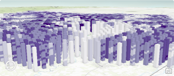 [時空間キューブを 3D で視覚化 (Visualize Space Time Cube in 3D)] ツールでの [値] の [表示テーマ] の出力