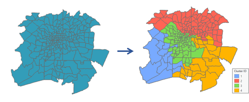 [空間的に制限された多変量クラスター分析 (Spatially Constrained Multivariate Clustering)] の図