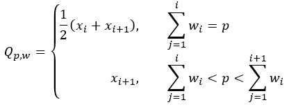 加重された p 分位数の計算式
