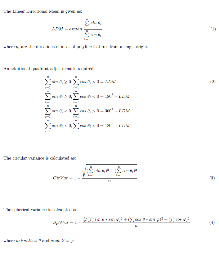 [リニア平均方向の算出 (Linear Directional Mean)] ツールの背後の計算