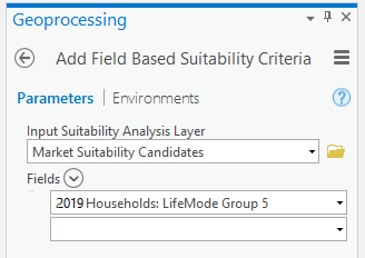 [フィールドに基づく適合性条件の追加 (Add Field Based Suitability Criteria)] ウィンドウ