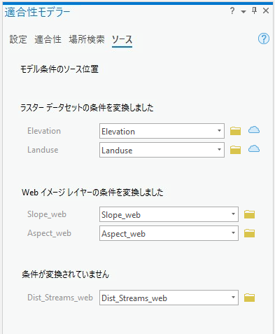 適合性モデラー ウィンドウのソース タブ