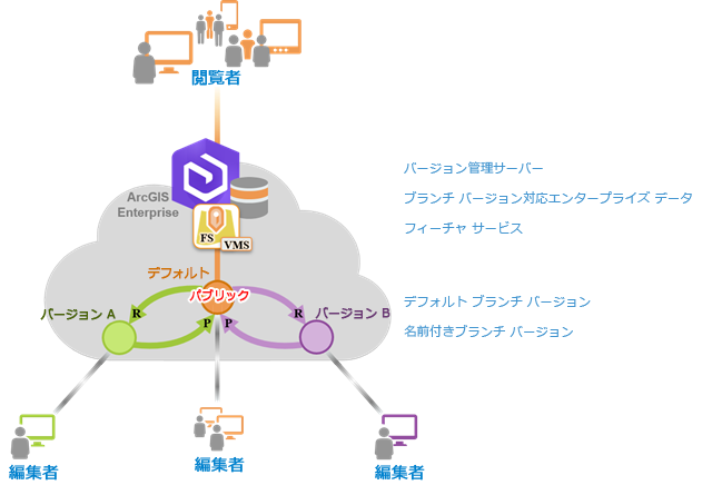 デフォルト バージョンをパブリックに設定した場合に、デフォルト バージョンと名前付きブランチ バージョンを編集する