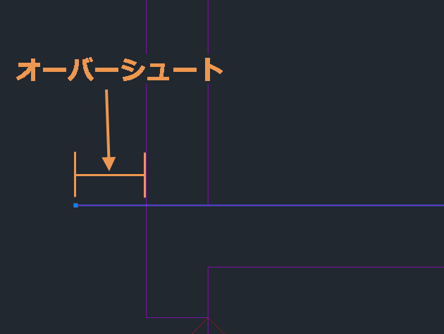 AutoCAD のオーバーシュートの例