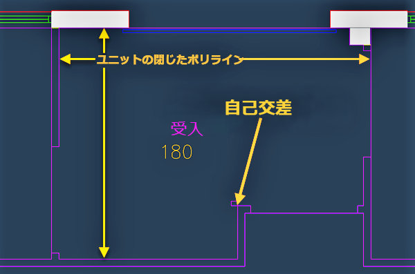 AutoCAD の自己交差の例