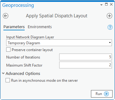 [空間配置レイアウトの適用 (Apply Spatial Dispatch Layout)] パラメーター