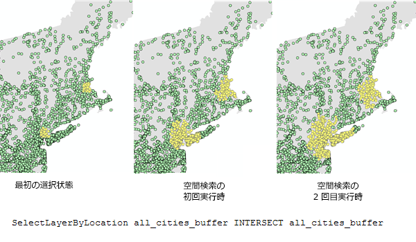 INTERSECT を使用した [空間検索 (Select Layer By Location)]