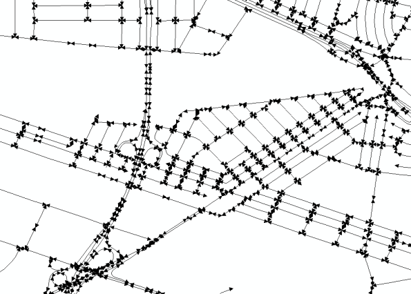 生の道路データでは端点が各交点に表示され、道路セグメントに沿って表示されることもあります