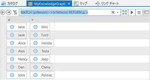 クエリ結果が調査ビューに表示されます。