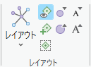 現在のレイアウトのアイコンは、リボンのレイアウト グループのレイアウト ドロップダウン メニューに表示されます。