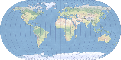 エケルト図法 (第 3 図法) の例