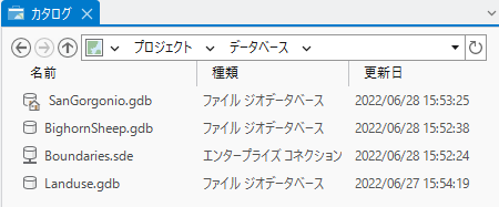 カタログ ビューのデータベースのリスト