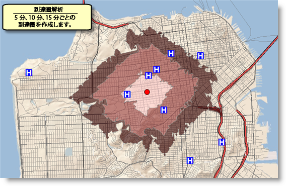 複数到達圏のポリゴン