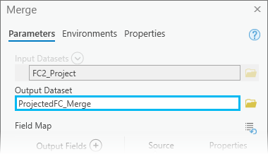 [マージ (Merge)] ツールの [出力データセット] パラメーターの設定