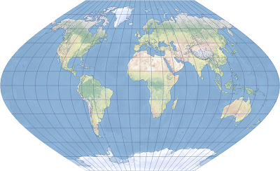 ヴィンケル図法 (第 1 図法) の例