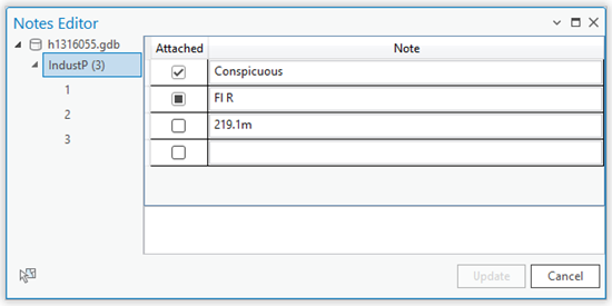 Attached, mixed state, and detached notes in the Notes Editor pane