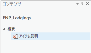 コンテンツ ウィンドウ内のアイテム説明エレメント