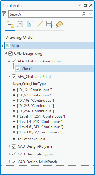 TOC に表示されている CAD ファイル