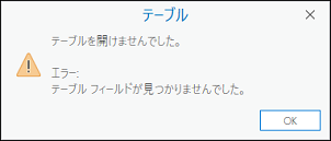 テーブルを開けませんでしたエラー メッセージ