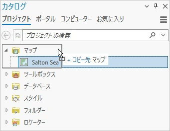 カタログ ウィンドウのマップ コンテナーにコピーされたマップ