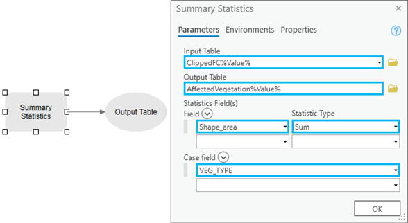 [要約統計量 (Summary Statistics)] ツールのダイアログ ボックス