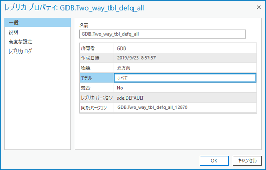 [レプリカ プロパティ] ダイアログ ボックスの [一般] タブ