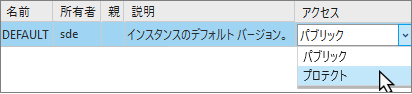 バージョン ビューのアクセス値でプロテクトを選択。