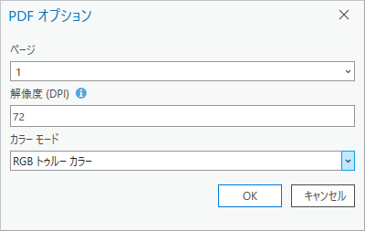 PDF オプション ダイアログ ボックス